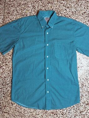 Gibson Trading Company Blue Geometric Cotton Short Sleeve Shirt Size M